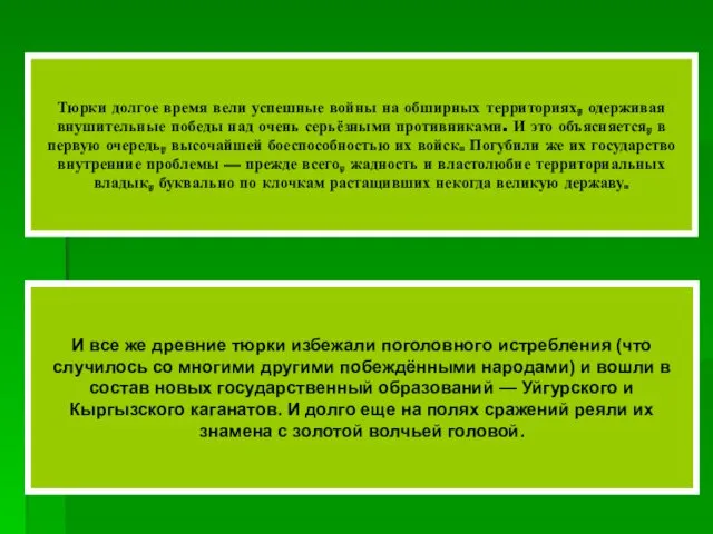 Тюрки долгое время вели успешные войны на обширных территориях, одерживая