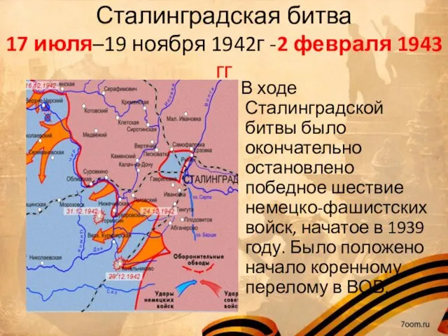 Сталинградская битва 17 июля–19 ноября 1942г -2 февраля 1943 гг