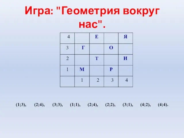 Игра: "Геометрия вокруг нас".