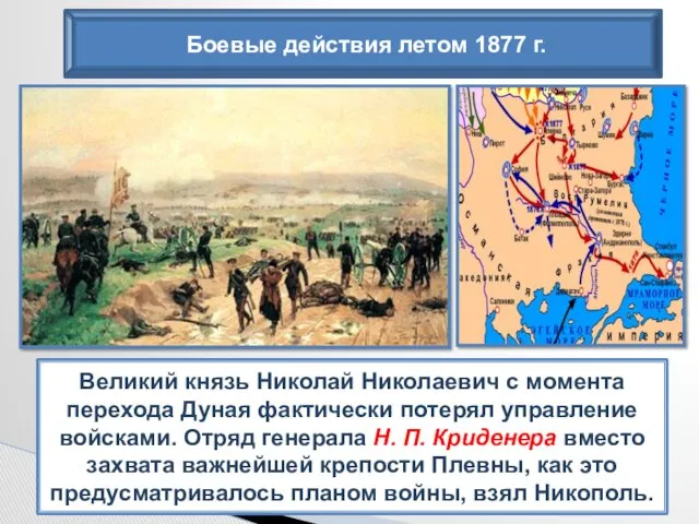 Боевые действия летом 1877 г. Великий князь Николай Николаевич с