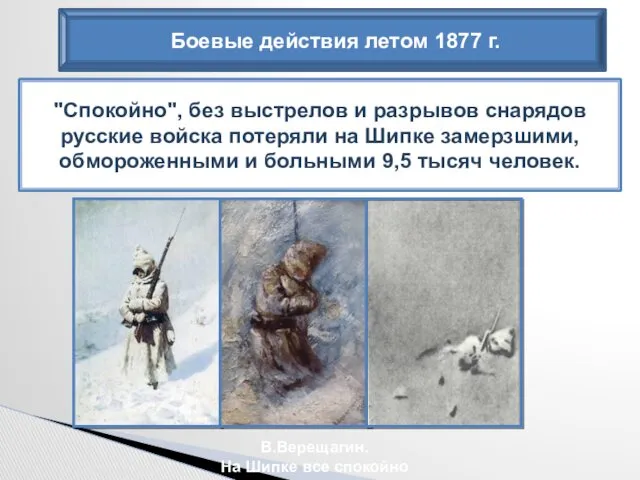 Боевые действия летом 1877 г. "На Шипке все спокойно", -