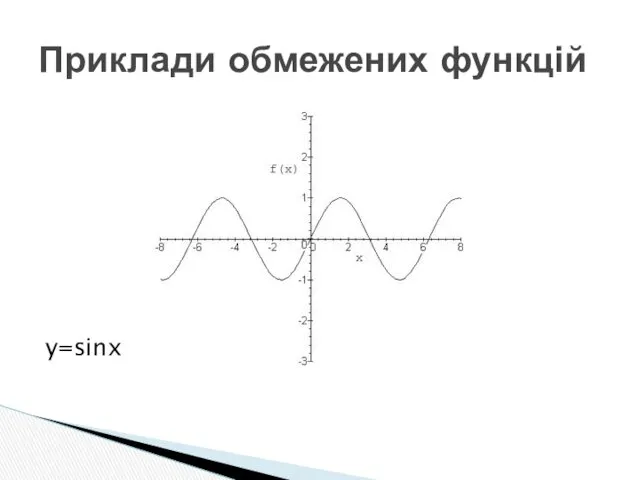 y=sinx Приклади обмежених функцій