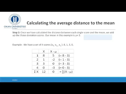 Calculating the average distance to the mean 2/22/2017