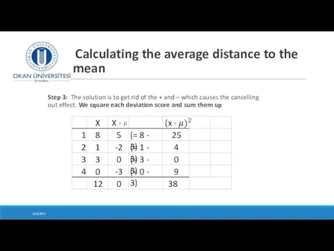 Calculating the average distance to the mean Step 3: The