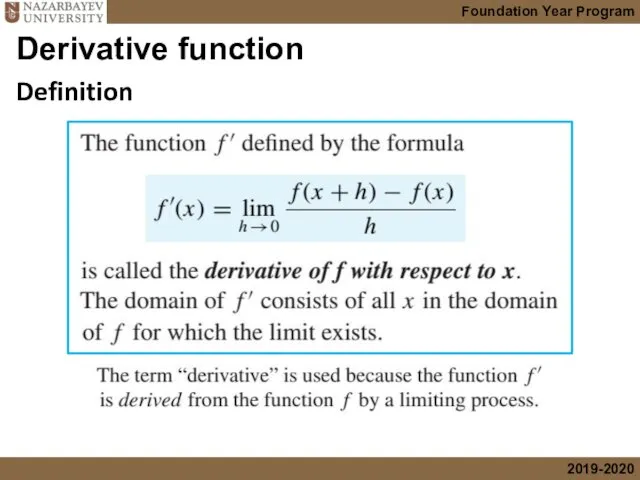 Derivative function Definition