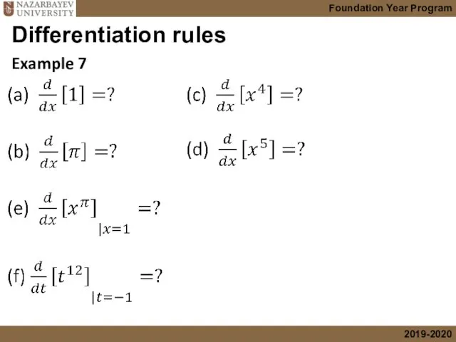 Example 7 Differentiation rules