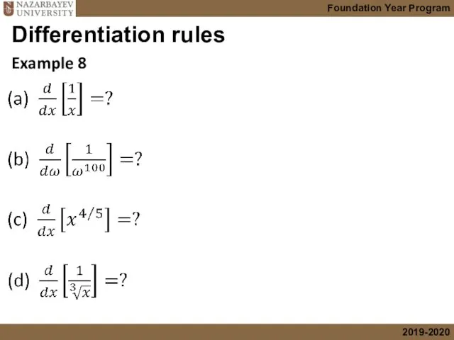 Example 8 Differentiation rules