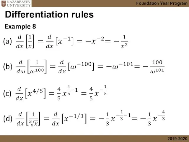 Example 8 Differentiation rules