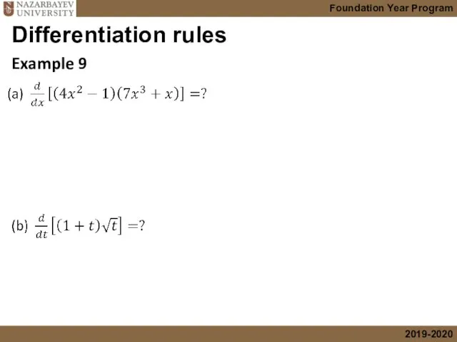 Example 9 Differentiation rules