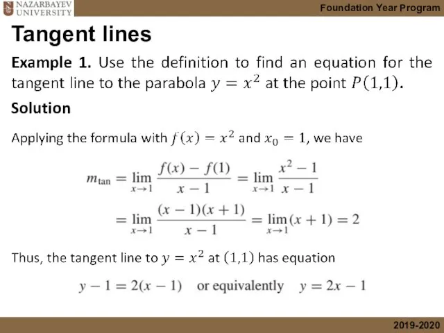 Tangent lines Solution