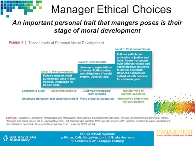 Manager Ethical Choices An important personal trait that mangers poses is their stage of moral development