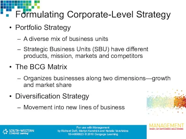 Formulating Corporate-Level Strategy Portfolio Strategy A diverse mix of business