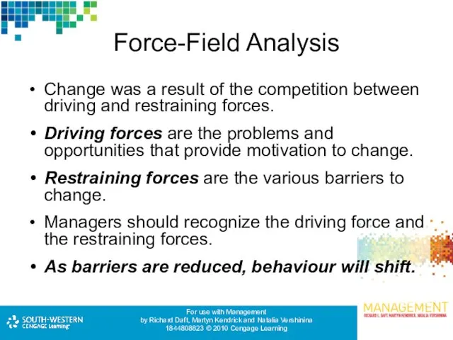 Force-Field Analysis Change was a result of the competition between