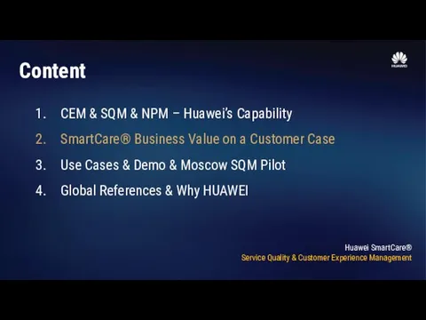 CEM & SQM & NPM – Huawei’s Capability SmartCare® Business
