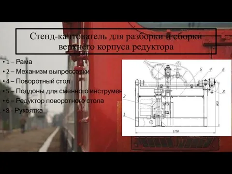 Стенд-кантователь для разборки и сборки верхнего корпуса редуктора 1 –