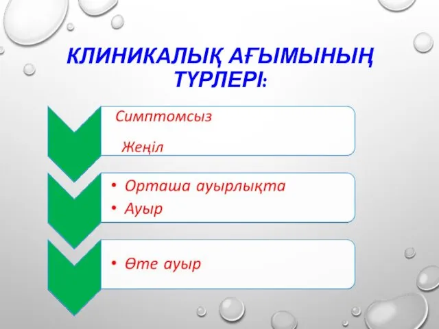 КЛИНИКАЛЫҚ АҒЫМЫНЫҢ ТҮРЛЕРІ: