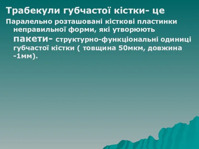 Трабекули губчастої кістки- це Паралельно розташовані кісткові пластинки неправильної форми,