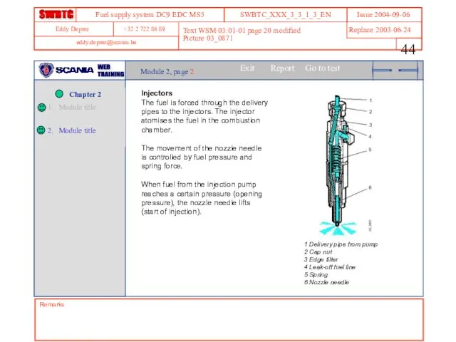 Remarks Text WSM 03:01-01 page 20 modified Picture 03_0871 Module