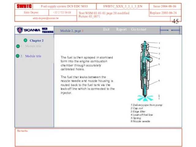 Remarks Text WSM 03:01-01 page 20 modified Picture 03_0871 Module