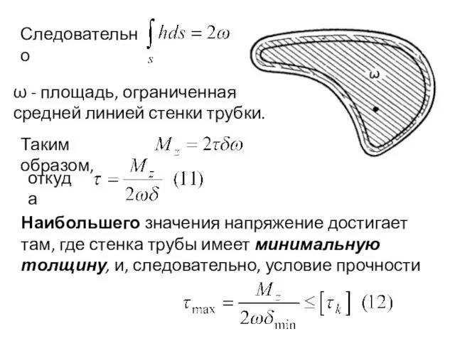 Следовательно ω - площадь, ограниченная средней линией стенки трубки. Таким