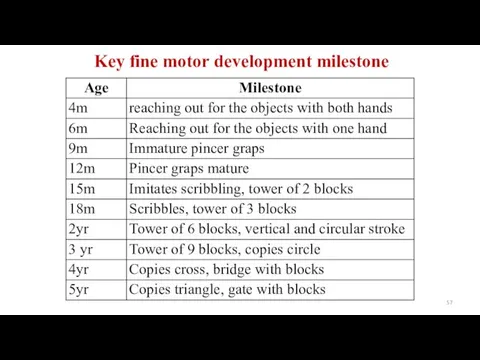Key fine motor development milestone