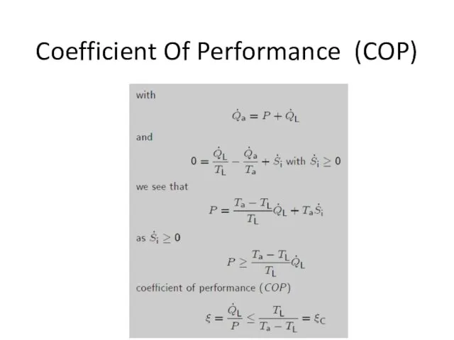 Coefficient Of Performance (COP)