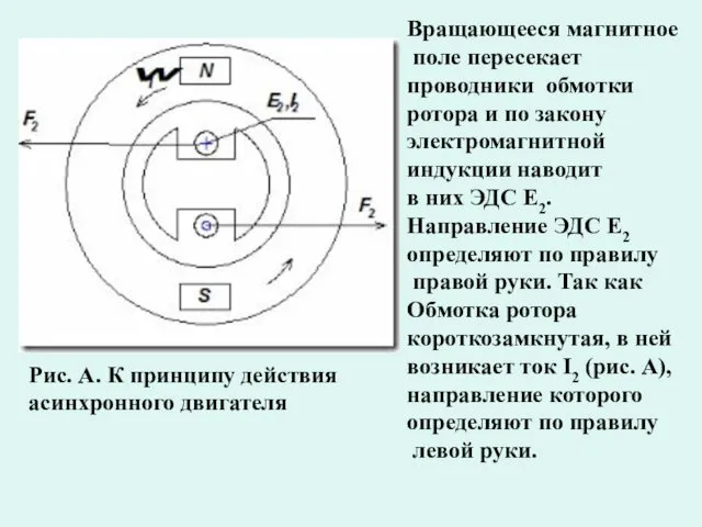 Вращающееся магнитное поле пересекает проводники обмотки ротора и по закону