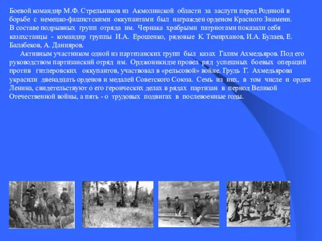 Боевой командир М.Ф. Стрельников из Акмолинской области за заслуги перед