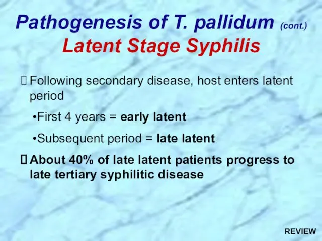 Following secondary disease, host enters latent period First 4 years