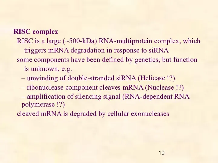 RISC complex RISC is a large (~500-kDa) RNA-multiprotein complex, which