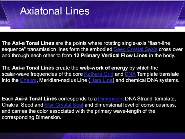 The Axi-a Tonal Lines are the points where rotating single-axis "flash-line sequence" transmission