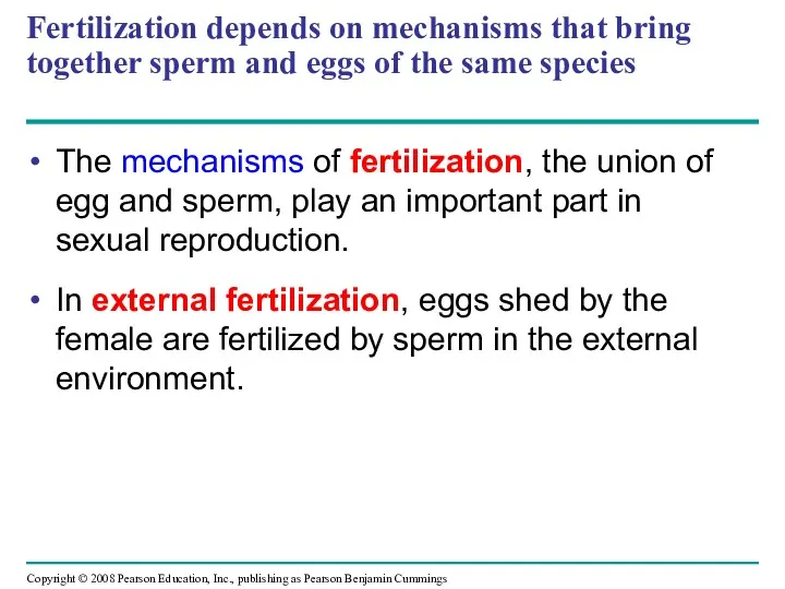 Fertilization depends on mechanisms that bring together sperm and eggs