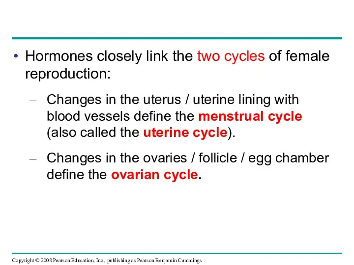 Hormones closely link the two cycles of female reproduction: Changes