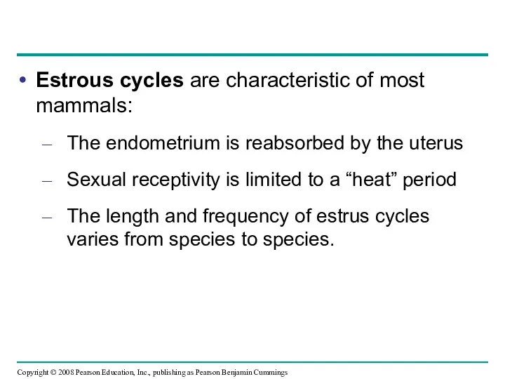 Estrous cycles are characteristic of most mammals: The endometrium is