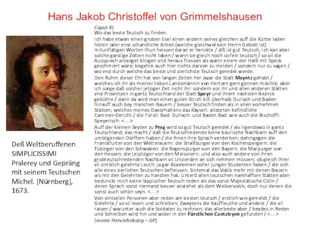 Hans Jakob Christoffel von Grimmelshausen Caput XI. Wo das beste