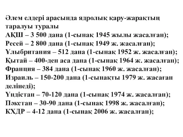 Әлем елдері арасында ядролық қару­-жарақтың таралуы туралы АҚШ – 3