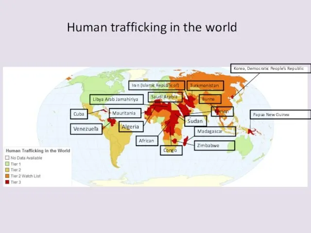 Human trafficking in the world Korea, Democratic People’s Republic Burma