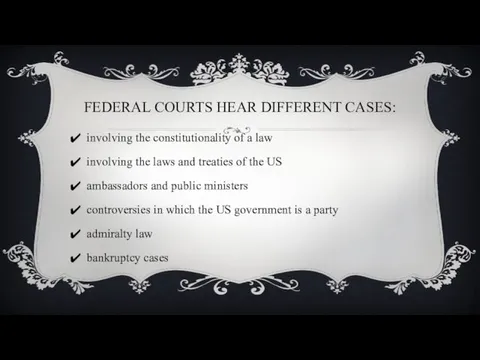 FEDERAL COURTS HEAR DIFFERENT CASES: involving the constitutionality of a
