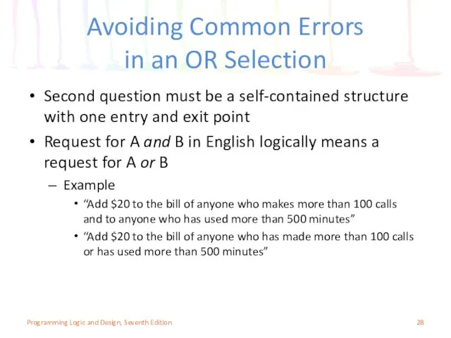 Avoiding Common Errors in an OR Selection Second question must