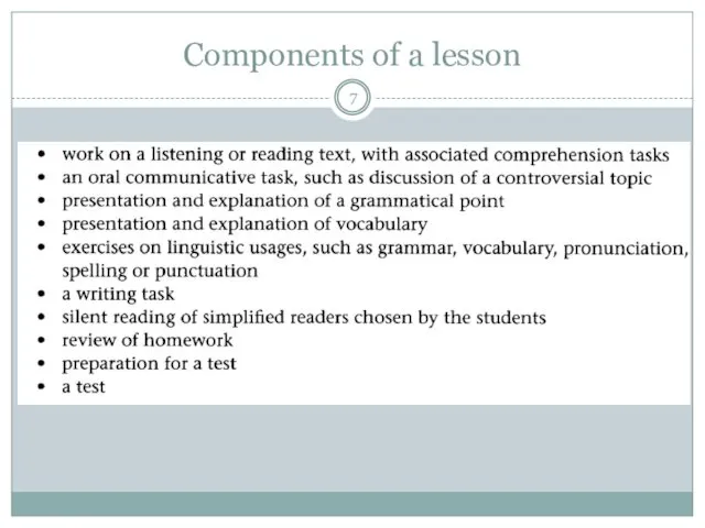 Components of a lesson