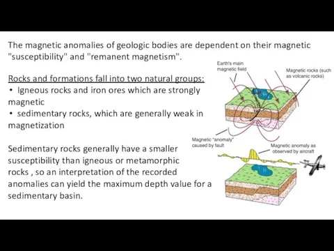 The magnetic anomalies of geologic bodies are dependent on their
