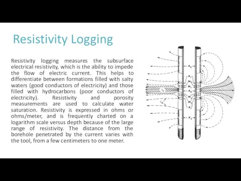 Resistivity Logging Resistivity logging measures the subsurface electrical resistivity, which