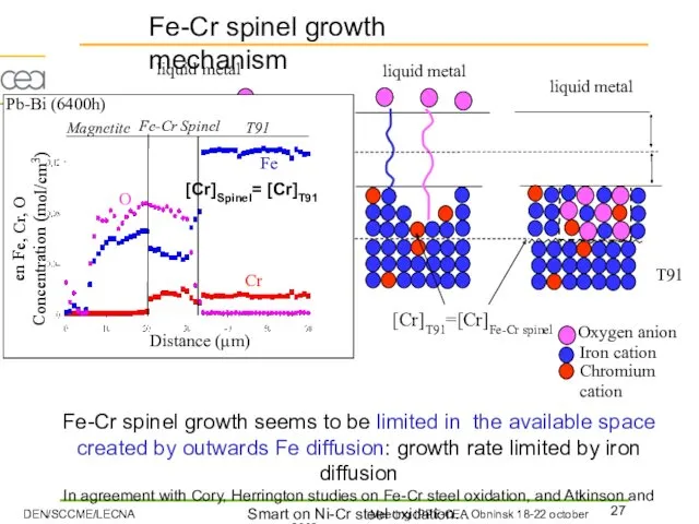 T91 T91 [Cr]T91=[Cr]Fe-Cr spinel liquid metal Iron cation Chromium cation