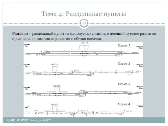 Тема 4: Раздельные пункты Разъезд – раздельный пункт на однопутных