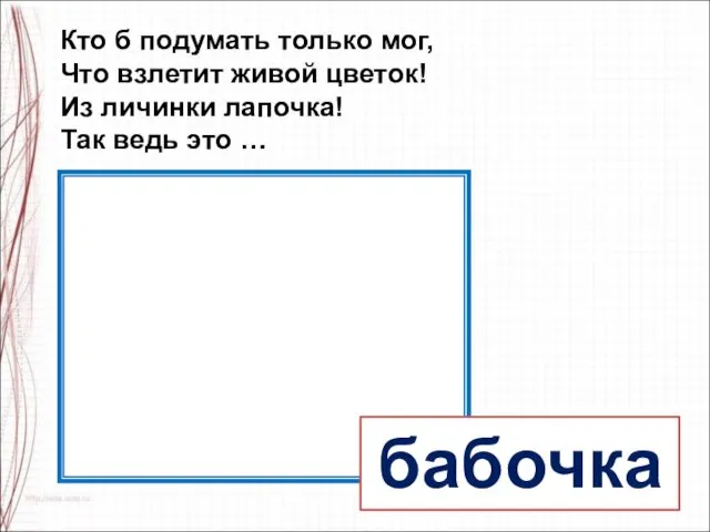 бабочка Кто б подумать только мог, Что взлетит живой цветок!