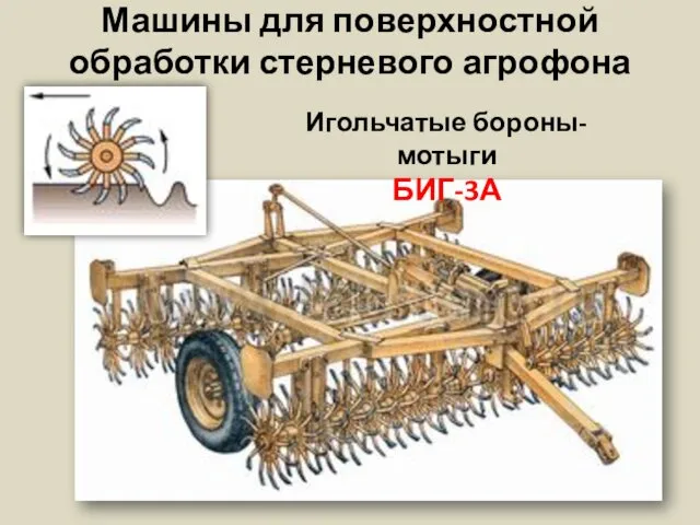 Машины для поверхностной обработки стерневого агрофона Игольчатые бороны-мотыги БИГ-3А