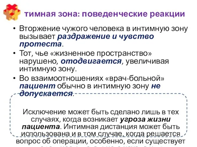 Интимная зона: поведенческие реакции Вторжение чужого человека в интимную зону