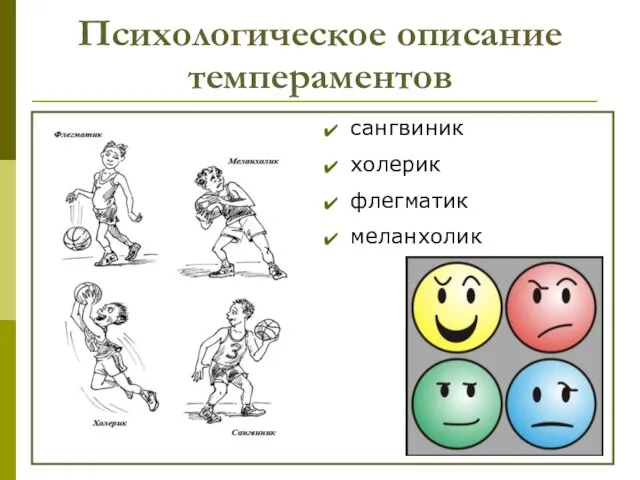 Психологическое описание темпераментов сангвиник холерик флегматик меланхолик