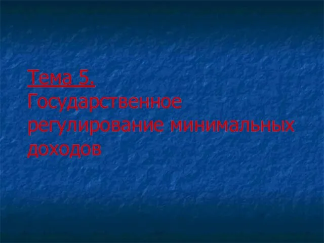 Тема 5. Государственное регулирование минимальных доходов