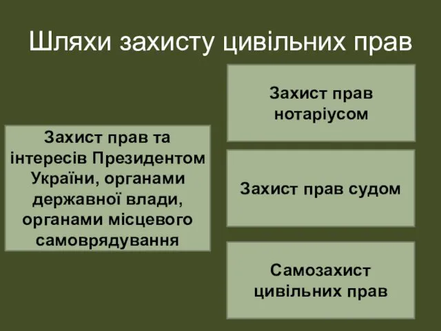 Шляхи захисту цивільних прав Захист прав та інтересів Президентом України,